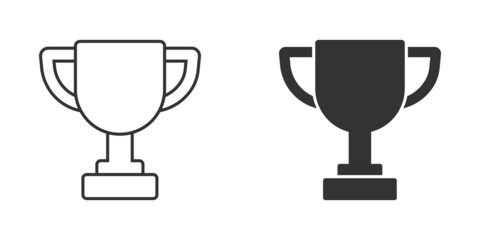 Trophy cup icon in flat style. Goblet prize vector illustration on isolated background. Award sign business concept.