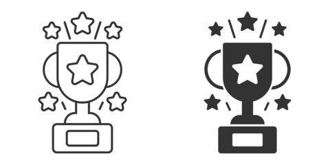 Trophy cup icon in flat style. Goblet prize vector illustration on isolated background. Award sign business concept.