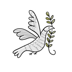Peace dove sign, isolated on white. Sketch for your design