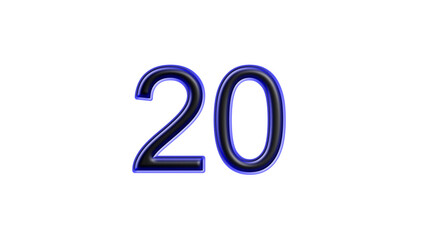 blue 20 number 3d effect white background