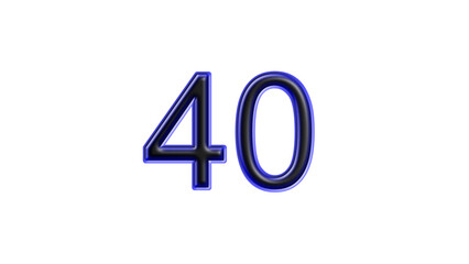 blue 40 number 3d effect white background