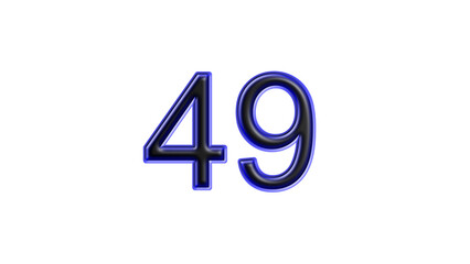 blue 49 number 3d effect white background