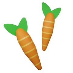 3d render carrot icon for spring