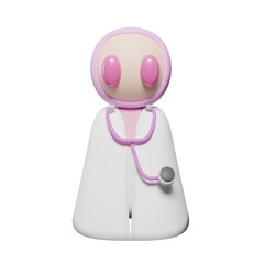 Cute doctor with hijab and stethoscope 3d render