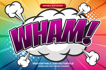 colorfull wham comic cartoon Bold 3D Editable text Effect Style - obrazy, fototapety, plakaty