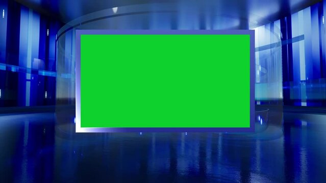 3D Virtual News Studio Green Screen Background