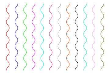 カラフルな縦の曲線のセットイラスト