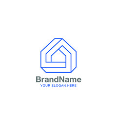 Line Valknut Home, Three Interlocked Triangle Real Estate Logo Design Vector