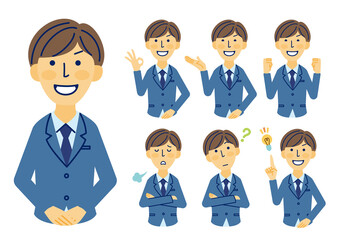 スーツ　若い　男性　案内　ポーズ　素材