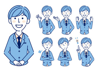 スーツ　若い　男性　案内　ポーズ　素材　２色