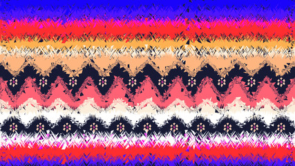 Obraz premium Geometric ethnic oriental ikat pattern traditional Design.Geometric ethnic oriental pattern traditional Design for background,carpet,wallpaper,clothing,wrapping,fabric,embroidery style.wave.line.Eps10