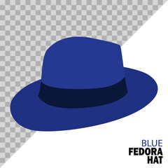 Blue fedora hat isolated on a white background and easy to edit. vector