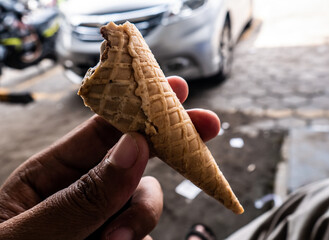 partially bitten ice cream cone
