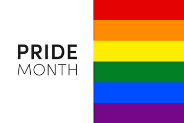 Gay Pride Month in June. LGBTQ multicolored rainbow flag. Original color symbol of gay pride concept background, high resolution poster