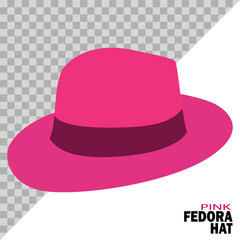 pink fedora hat isolated on a white background and easy to edit. vector