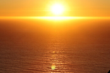 Bright sunset over the Pacific ocean