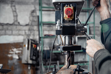 Worker use cnc mill industrial metalworking cutting drill