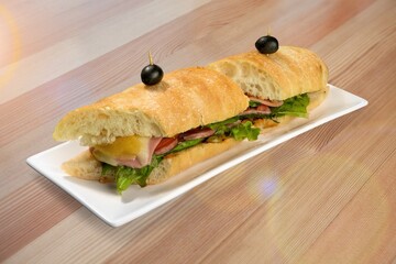 Cheddar Cheese bread sandwich on a wood table