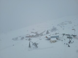 Auli, Uttarakhand - January 7th 2022: Chair Lift for skiing in Auli