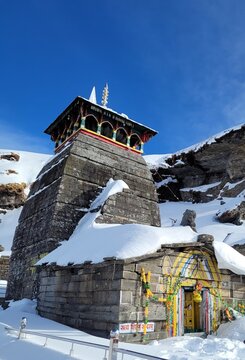 Tungnath, Uttarakhand - January 6th 2022: Tungnath Highest Lord Shiva Temple in the World