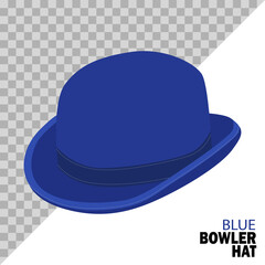 blue bowler hat isolated on a white background and easy to edit. vector