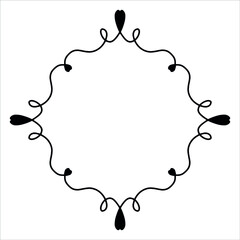 Vector hand drawn frame with hearts isolated on white background. Silhouette wreath of hearts. Doodle style frames for monograms, Valentine's Day greeting cards, invitations, logos.