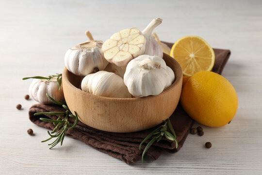 Concept of cooking with garlic, close up