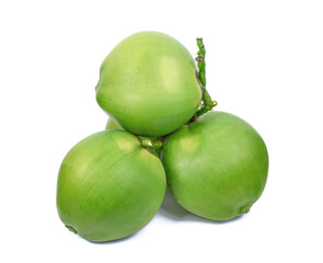 Green coconut fruit isolated on white background