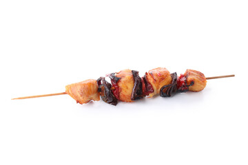 Tasty chicken shashlik isolated on white background