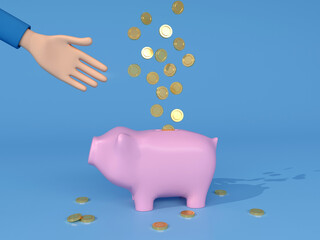 piggy bank and hand