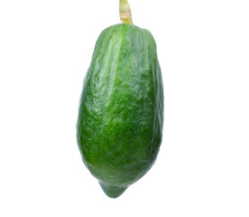 Green papaya on white background