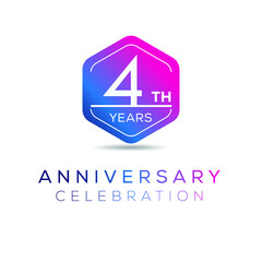 4 years anniversary celebration Design, Vector illustration.