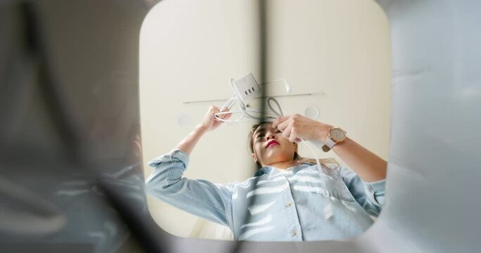 woman is recycling at home