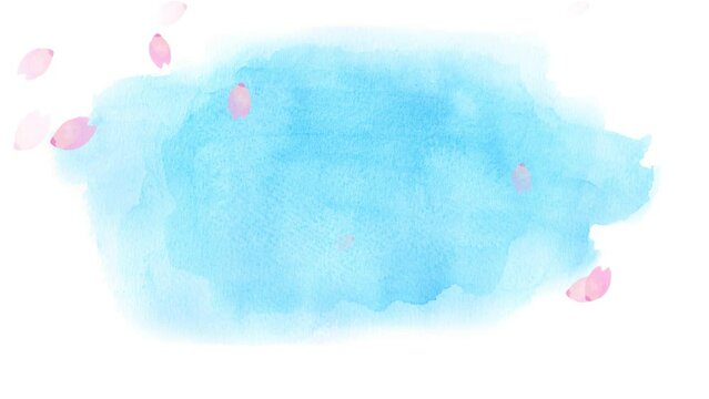 watercolor cherry blossom petals falling and sky