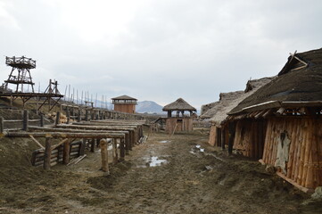 wooden viking village artificial