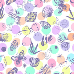 Abstract seamless pattern with hand drawn textures. Vector background. - 486436757