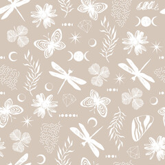 Vintage seamless pattern with butterflies.