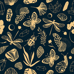 Vintage seamless pattern with butterflies. - 486436771