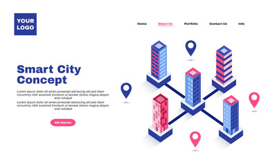 creative modern flat design vector isometric concept smart city illustrator