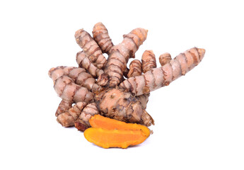 Fresh turmeric isolated on white background