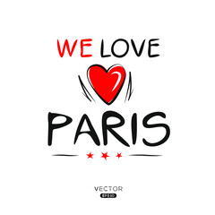 Creative Paris text, Can be used for stickers and tags, T-shirts, invitations, vector illustration.