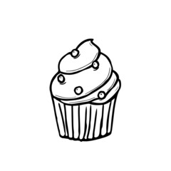 Muffin hand draw vector icon. Sweet bakery product
