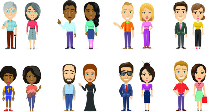 Cartoon People Diversity - 16 characters from around the world