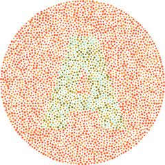 Letter A red and green color blindness test card