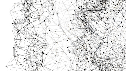 デジタルテクノロジーのイメージ。白黒のワイヤーフレーム、パーティクル。