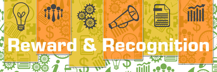 Reward And Recognition Business Symbols Green Texture Yellow Orange Stripes 