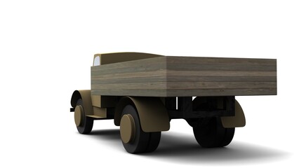 3d illustration. A simple model of an old military truck 