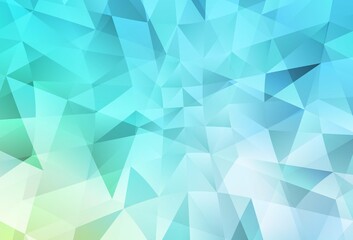 Light Blue, Green vector gradient triangles pattern.