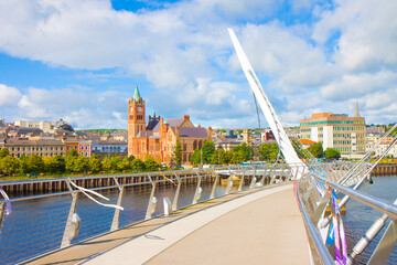 Urban skyline of Derry city (also called Londonderry) in norther