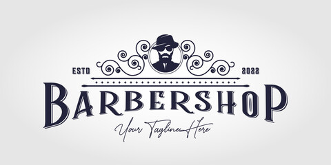 Barbershop logo design. Vintage lettering illustration. gentleman logo